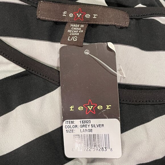 FEVER Maxi Sleeveless Jersey Stripe Belt Side Splits Tank Dress, Black/Gray - L - Picture 5 of 8